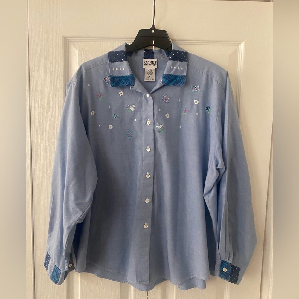 KORET EMBROIDERED LONG SLEEVE BLOUSE Size XL